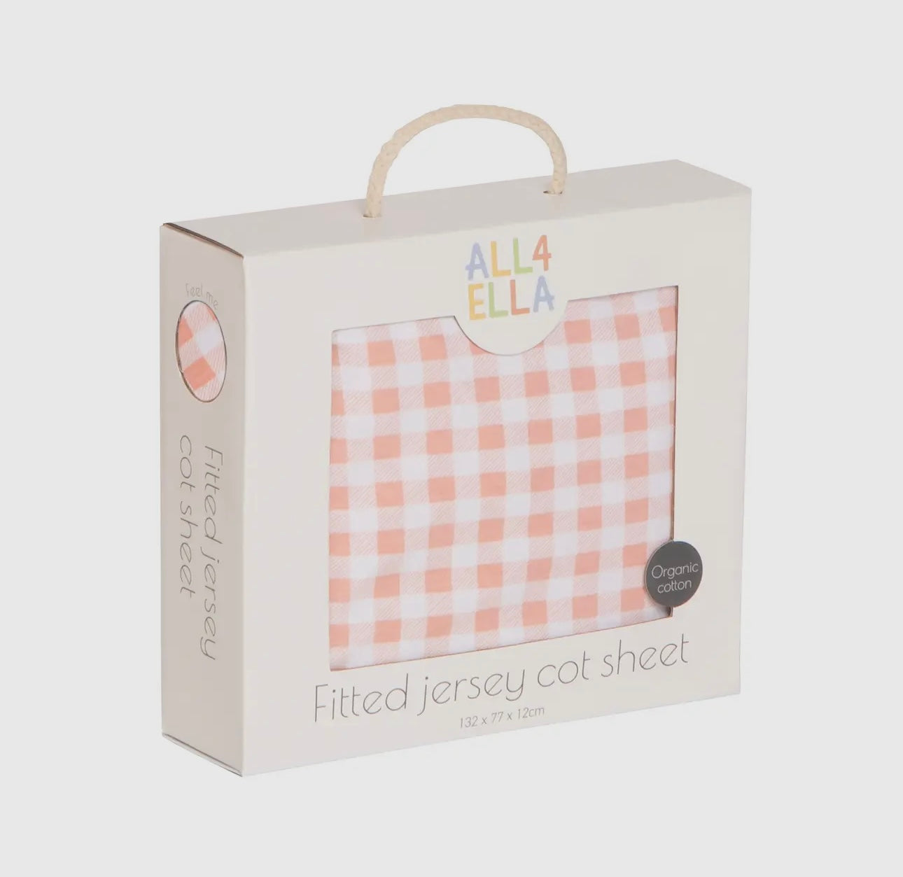 Jersey Fitted Cot Sheets Gingham Strawberry - Main Image