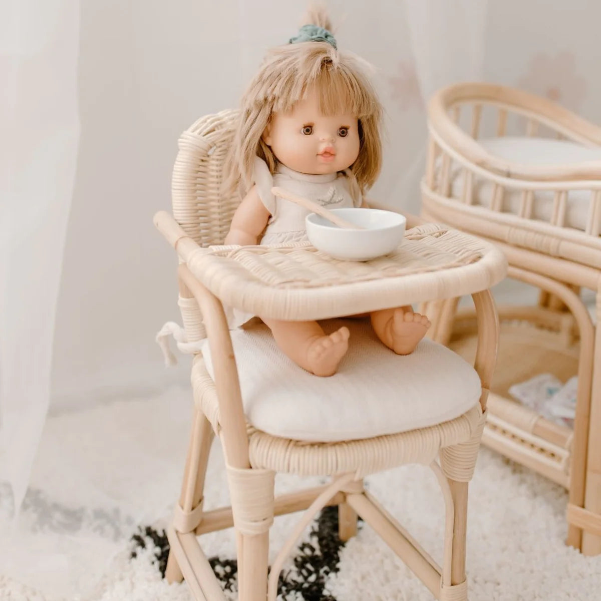 Doll Accessories Doll High Chair Rattan Tiny Harlow Rattan Doll's